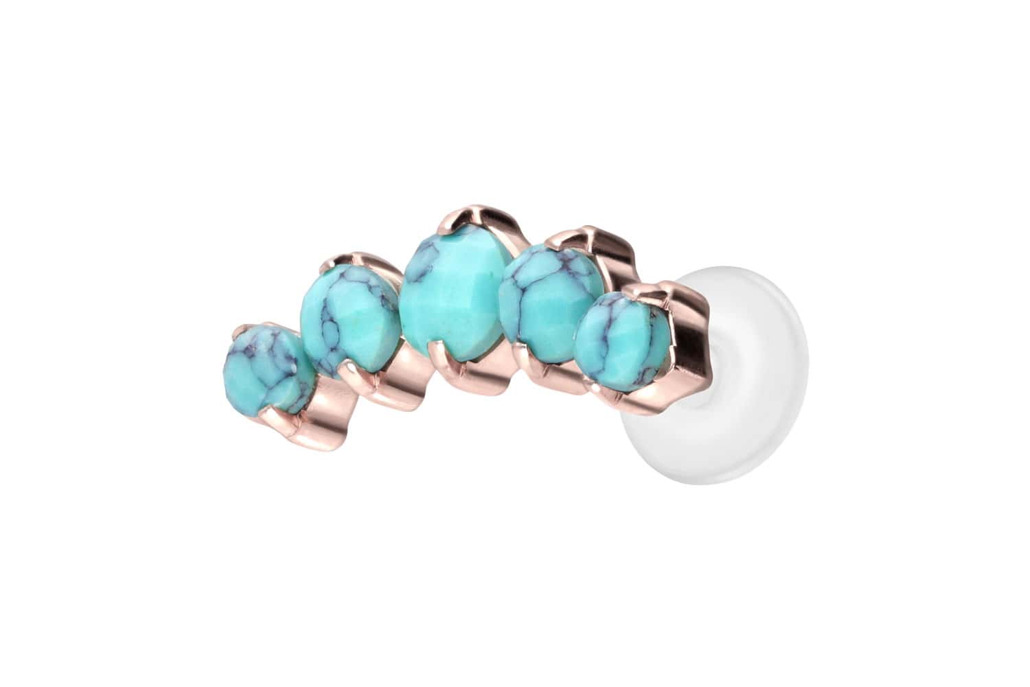 PTFE Labret Piercing mit Innengewinde + Titan-Aufsatz 5 SYNTHETISCHE TÜRKISE